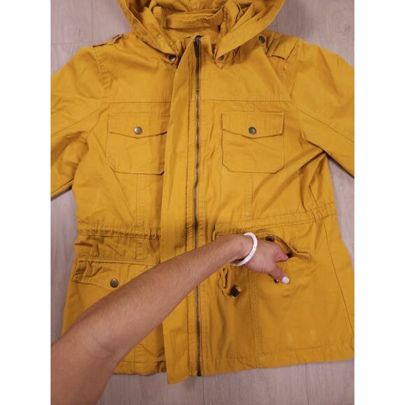 Shinestar XL Mustard Yellow Utility Cotton Jacket with Hoodie Full Zip - Picture 5 of 15